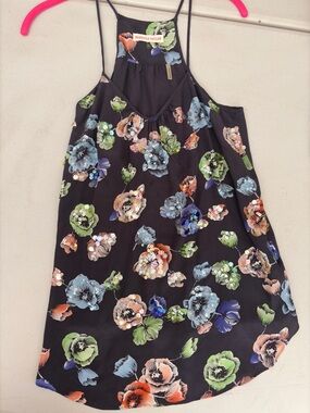 Rebecca Taylor Black Floral Sequin Slip Top | Size 6